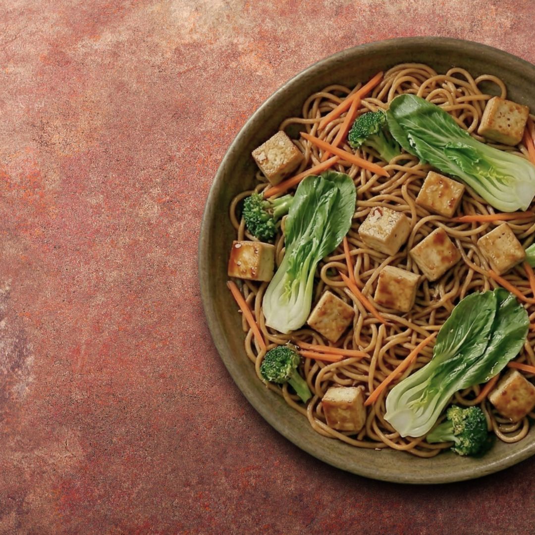 Tofu teriyaki sur nouilles