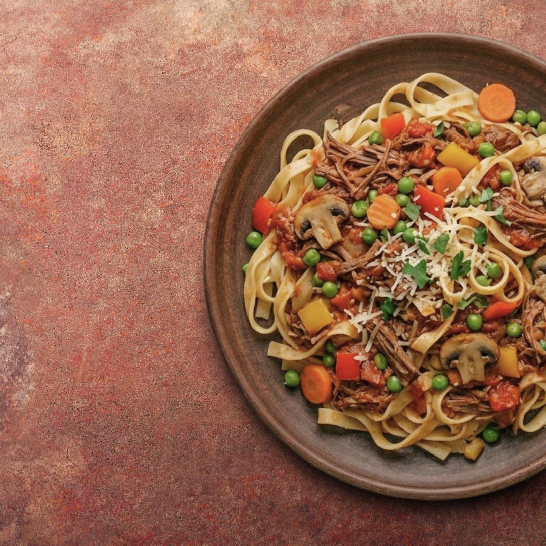 Spicy vodka pulled beef orzo